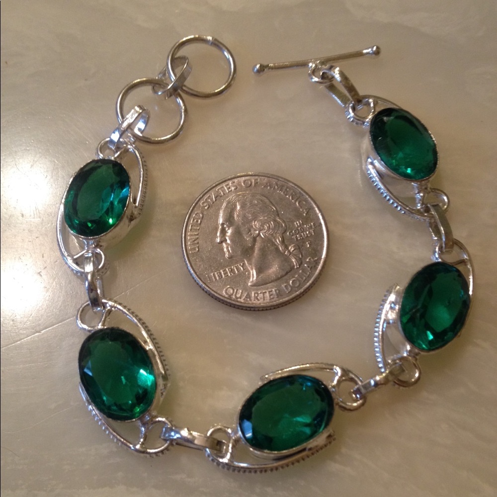New Green Peridot Sterling Silver Bracelet